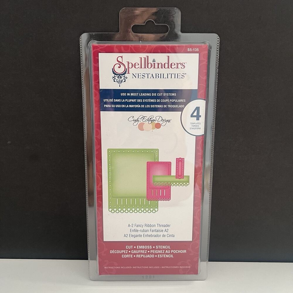 New Spellbinders Nestabilities A-2 Fancy Ribbon Threader 4 Die Template S5-135